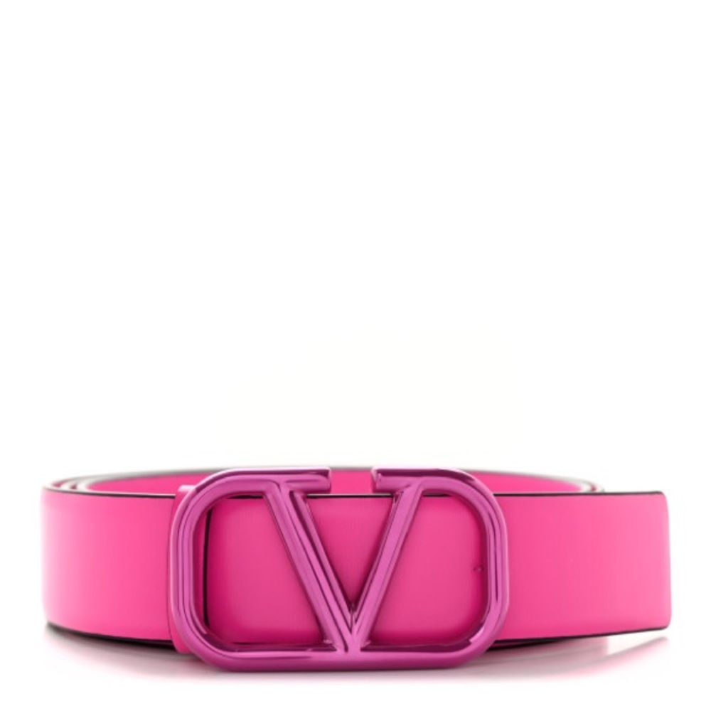 Valentino unisex V logo leather Buckle belt NEW